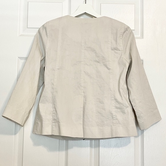 Eileen Fisher Minimalist Ramie Ivory Front Zip Jacket - Picture 5 of 8